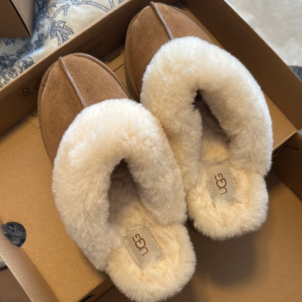 Ugg Chestnut Shearling Platform Slippers - image 3